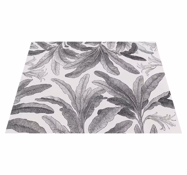 Kitchen vinyl rug in graceful grey palms - TenStickers