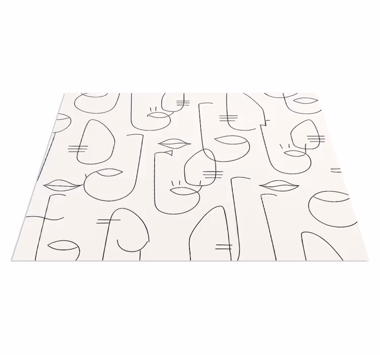 Abstract face parts kitchen vinyl rug - TenStickers