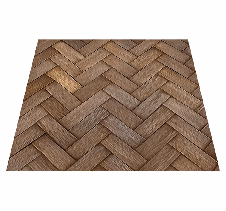 Living room vinyl rug braided wood design - TenStickers