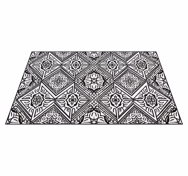 Bold contrast kaleidoscope kitchen vinyl rug - TenStickers