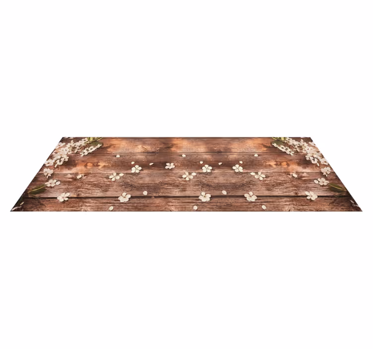 Kitchen vinyl rug with floral timber design - TenStickers