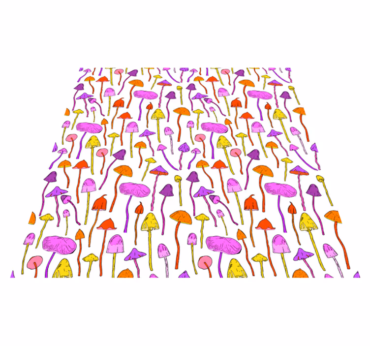 Dining room vinyl rug with psychedelic mushroom design - TenStickers