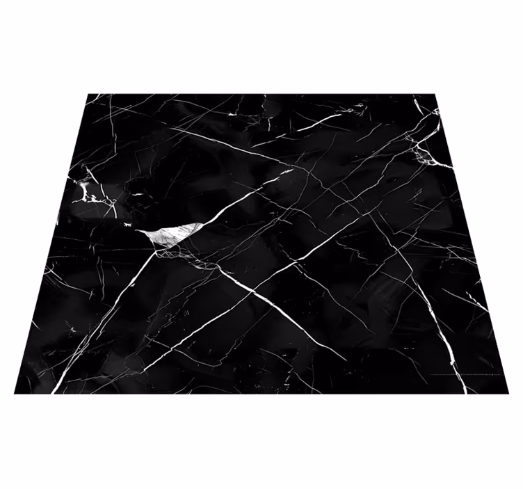 Dining room vinyl rug in black marble design - TenStickers
