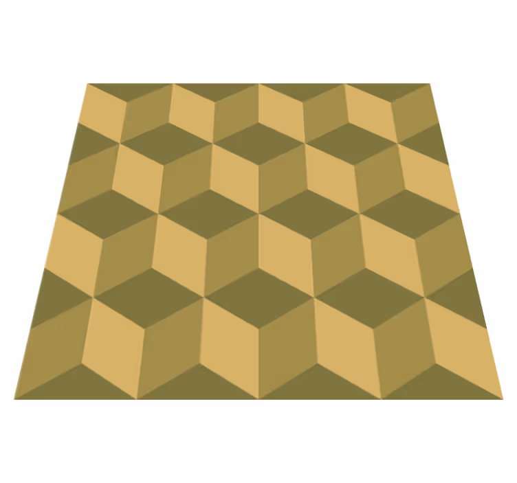 Dining room vinyl rug with beige 3d cubes - TenStickers