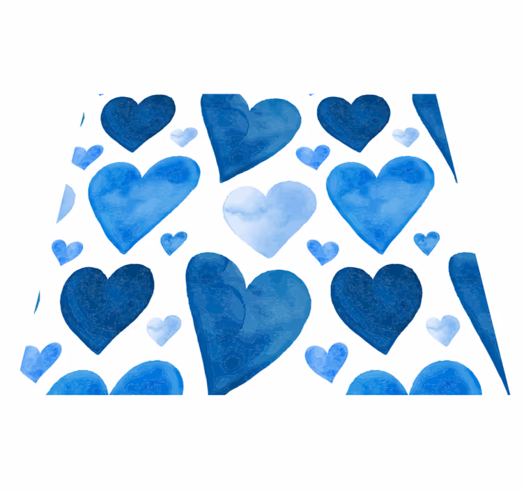 Kitchen vinyl rug with blue sweet hearts design - TenStickers