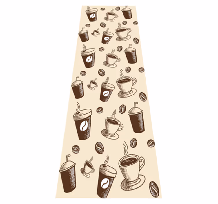 Kitchen vinyl rug with a lovely coffee mug design - TenStickers