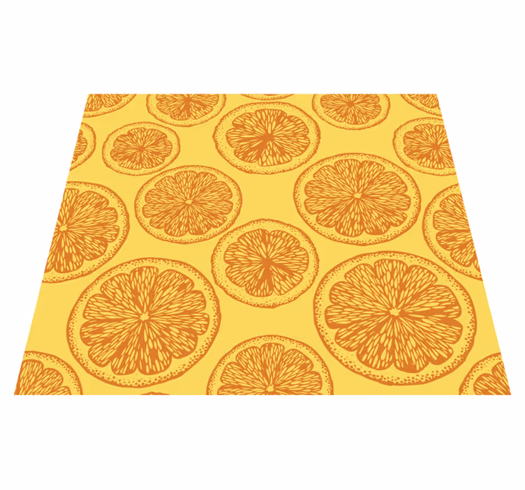 Orange hand-drawn pattern kitchen vinyl rug - TenStickers