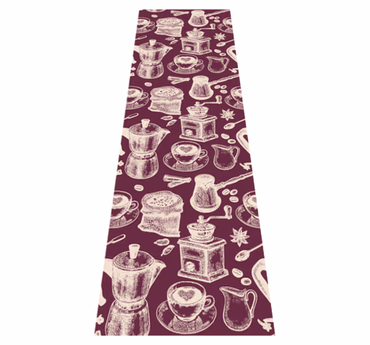 Kitchen vinyl rug coffee pattern design - TenStickers