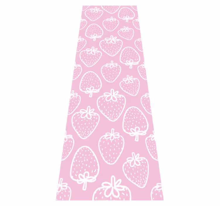 Kitchen vinyl rug with seamless pink strawberry design - TenStickers