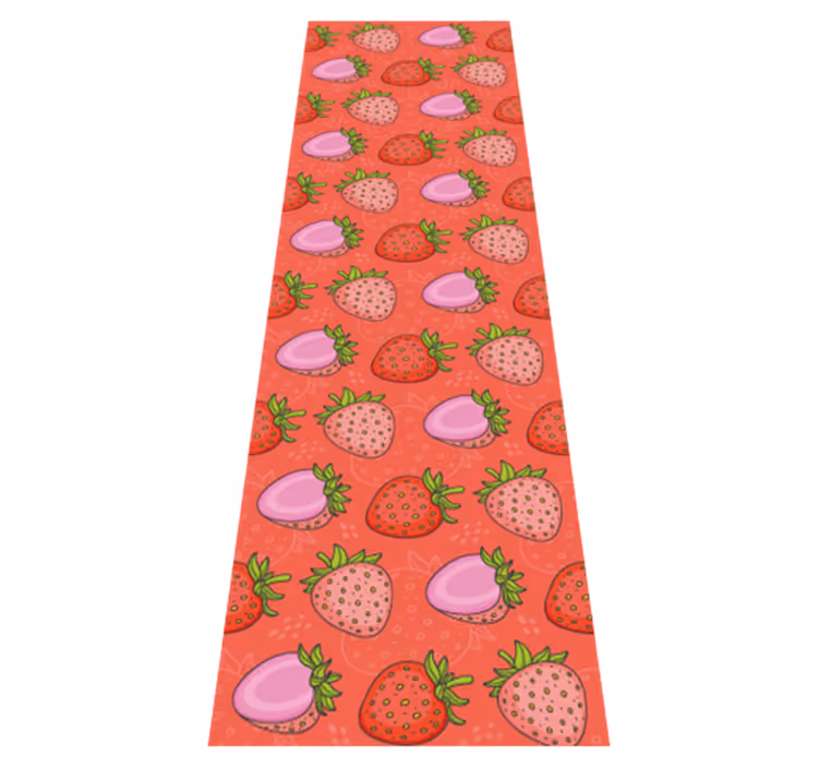 Kitchen vinyl rug seamless red and pink strawberries - TenStickers