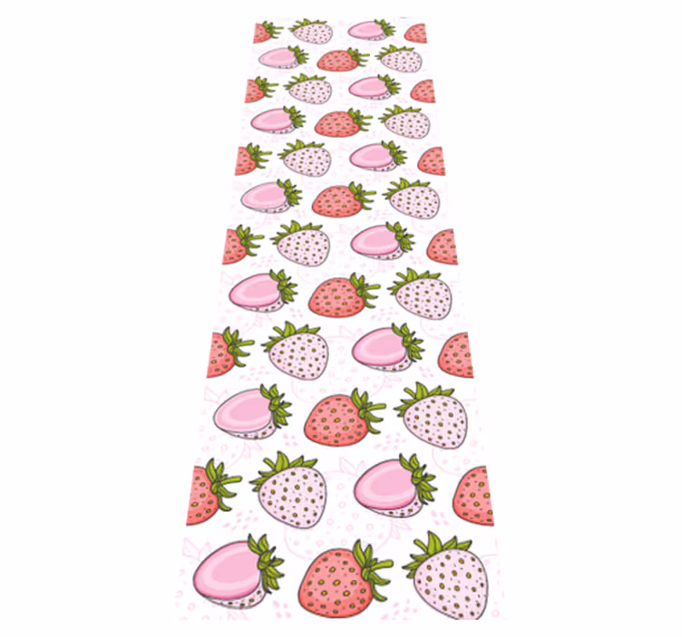 Kitchen vinyl rug seamless pink and red strawberries - TenStickers