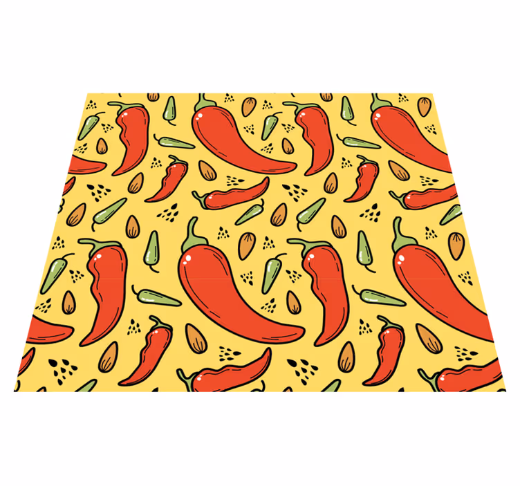 Kitchen vinyl rug with red and green hot chili - TenStickers