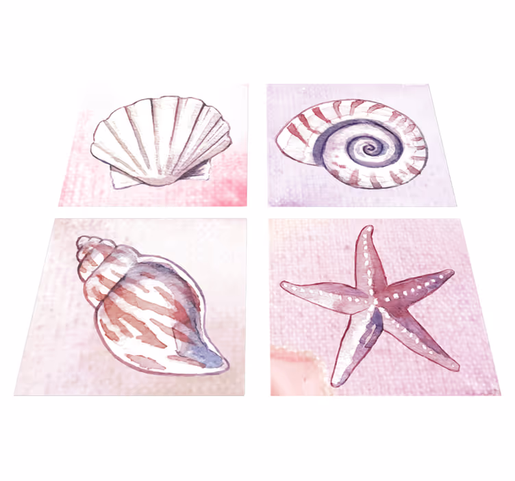 Bathroom vinyl rug sea life tiles - TenStickers