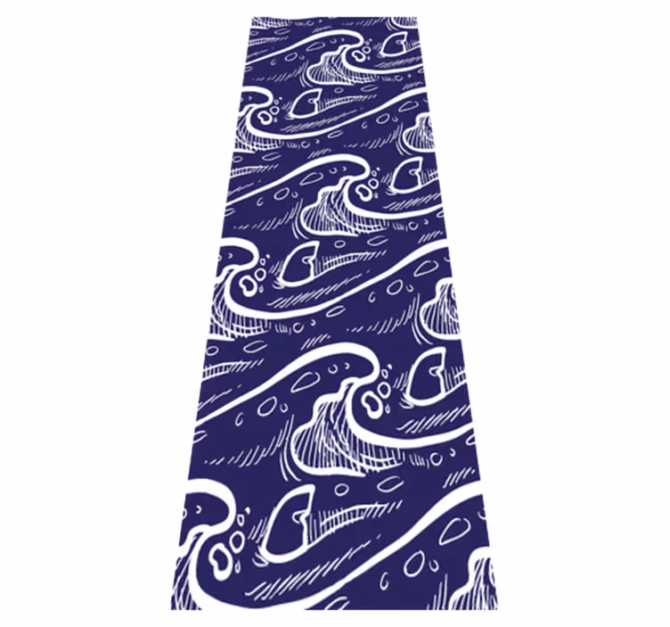 Bathroom vinyl rug in blue wave pattern - TenStickers