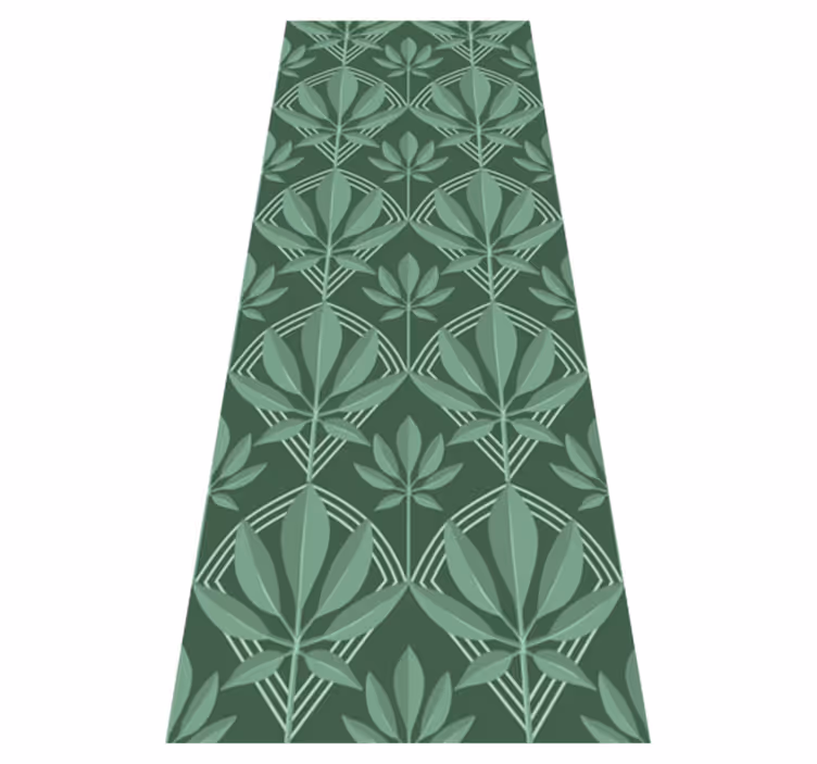 Bathroom vinyl rug in art deco green leaves - TenStickers