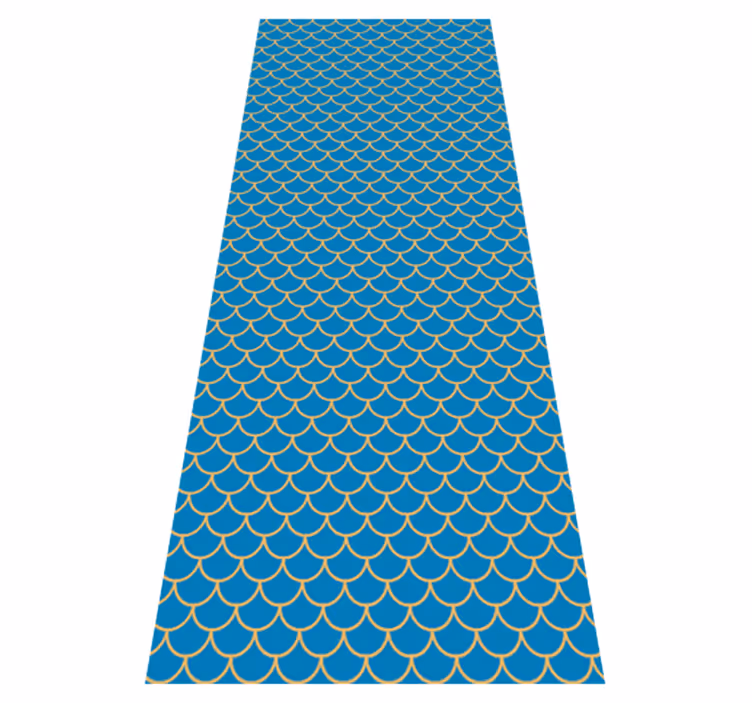 Bathroom vinyl rug with blue fish scale pattern - TenStickers