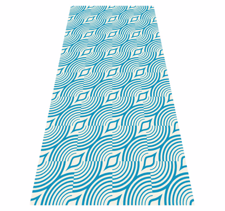 Bathroom vinyl rug with blue sea pattern lines - TenStickers