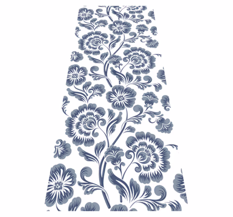Bathroom vinyl rug with blue floral victorian design - TenStickers