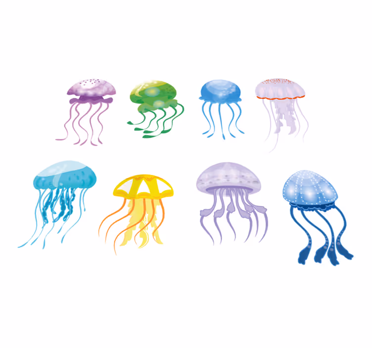 Bathroom vinyl rug in jellyfish colors - TenStickers