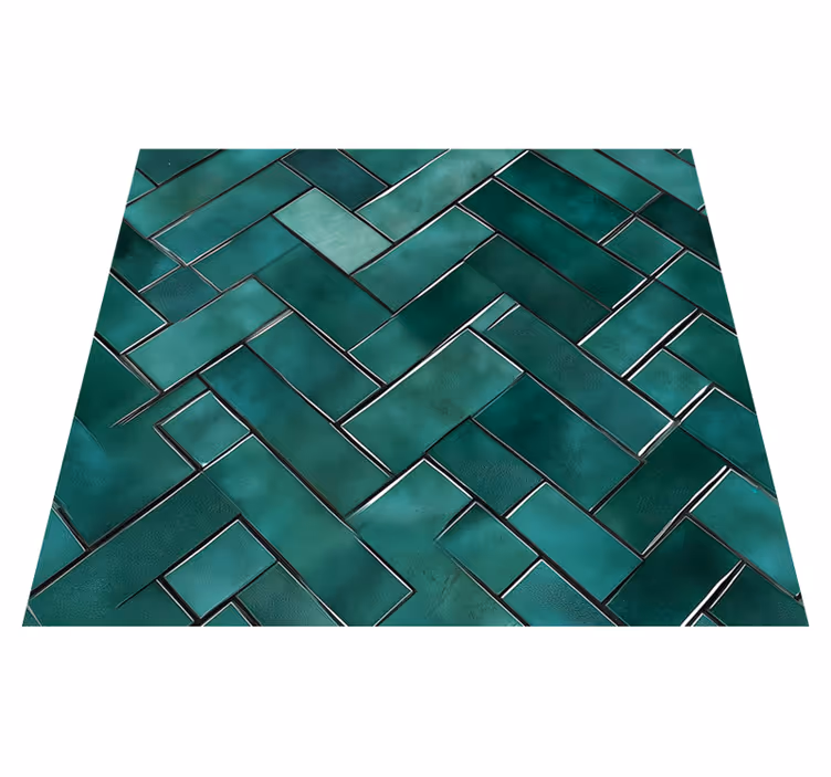 Herringbone green bathroom vinyl rug - TenStickers