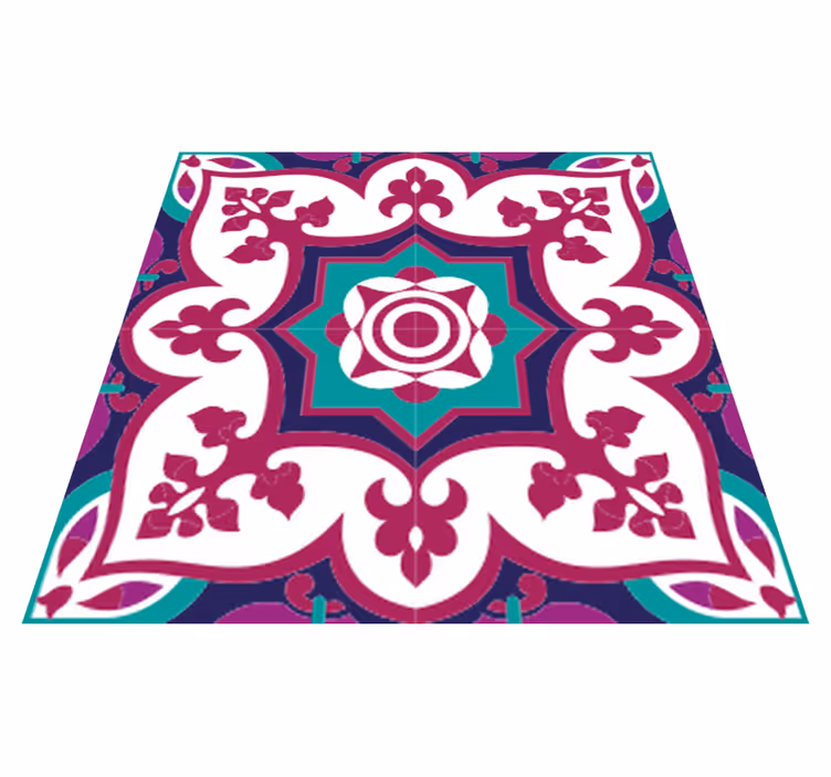 Pink moroccan tile pattern bathroom vinyl rug - TenStickers