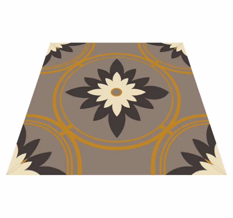 Hydraulic brown cement pattern bathroom vinyl rug - TenStickers