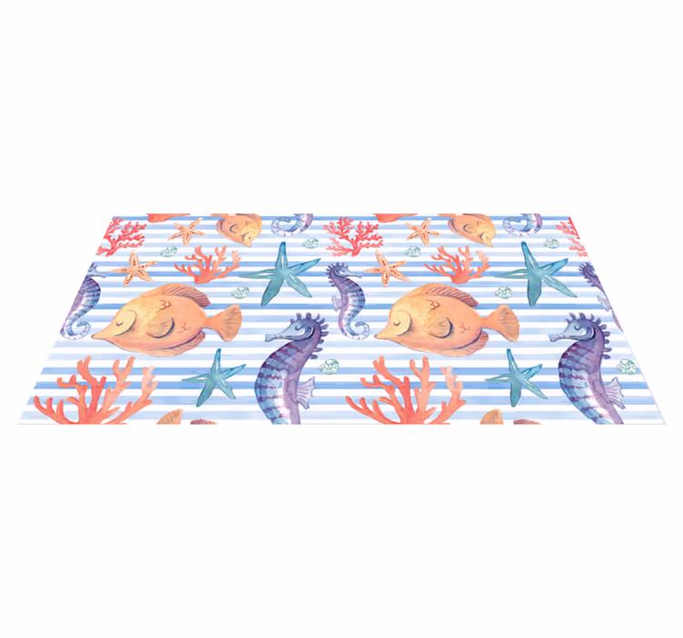 Bathroom vinyl rug sea life tiles design - TenStickers