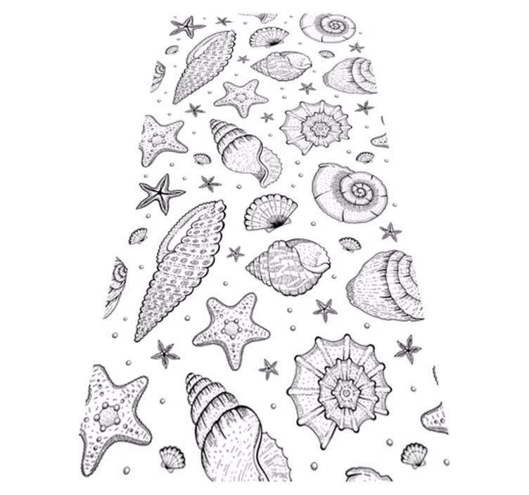Marine life and seashells bathroom vinyl rug - TenStickers
