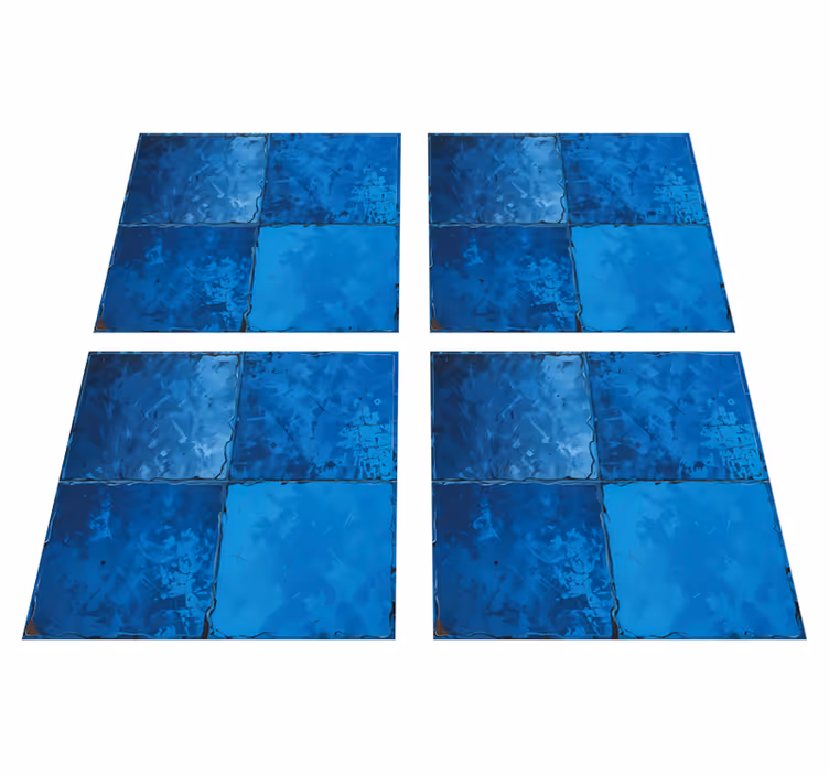 Bathroom vinyl rug in marine blue square pattern - TenStickers