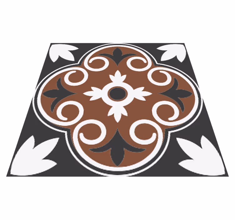 Bathroom vinyl rug in gray and brown vintage pattern - TenStickers