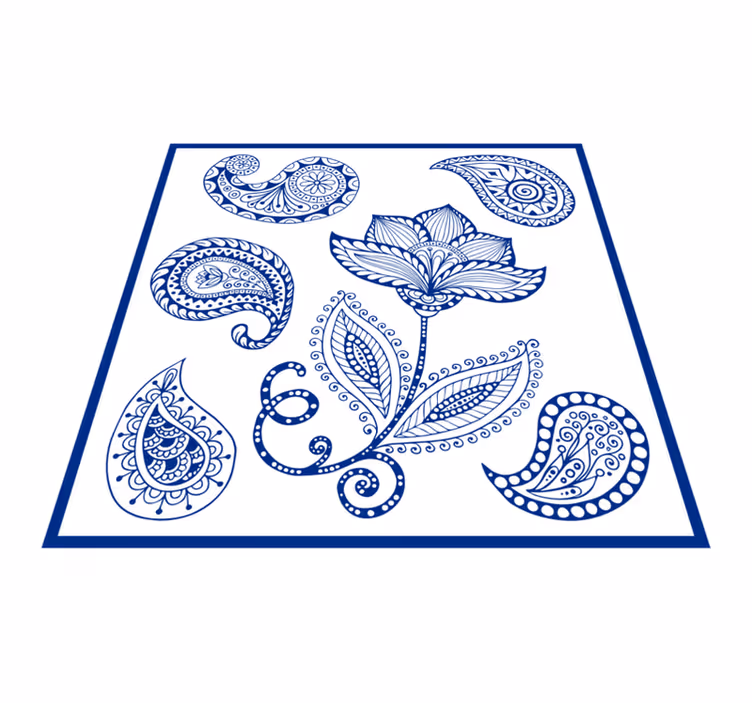 Kitchen vinyl rug with paisley and flowers design - TenStickers