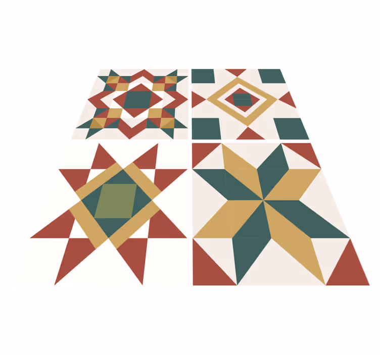 Kitchen vinyl rug in star cement design - TenStickers