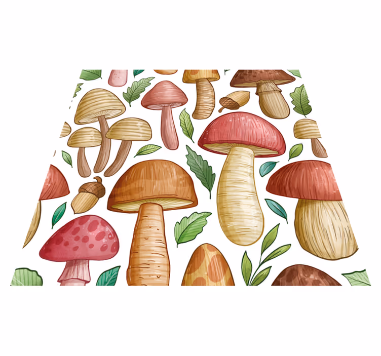 Kitchen vinyl rug featuring a variety of mushrooms - TenStickers
