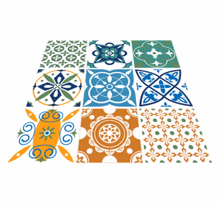 Kitchen vinyl rug porcelain tile blend - TenStickers