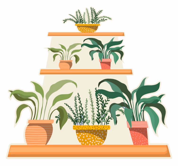 Kitchen vinyl rug watercolor plant shelf - TenStickers