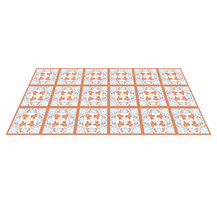 Kitchen vinyl rug floral mediterranean tiles - TenStickers