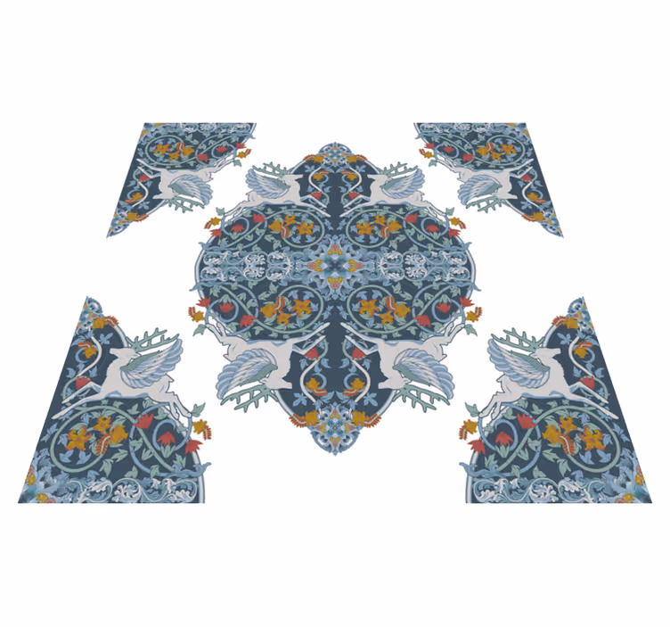 Kitchen vinyl rug floral vintage tile design - TenStickers
