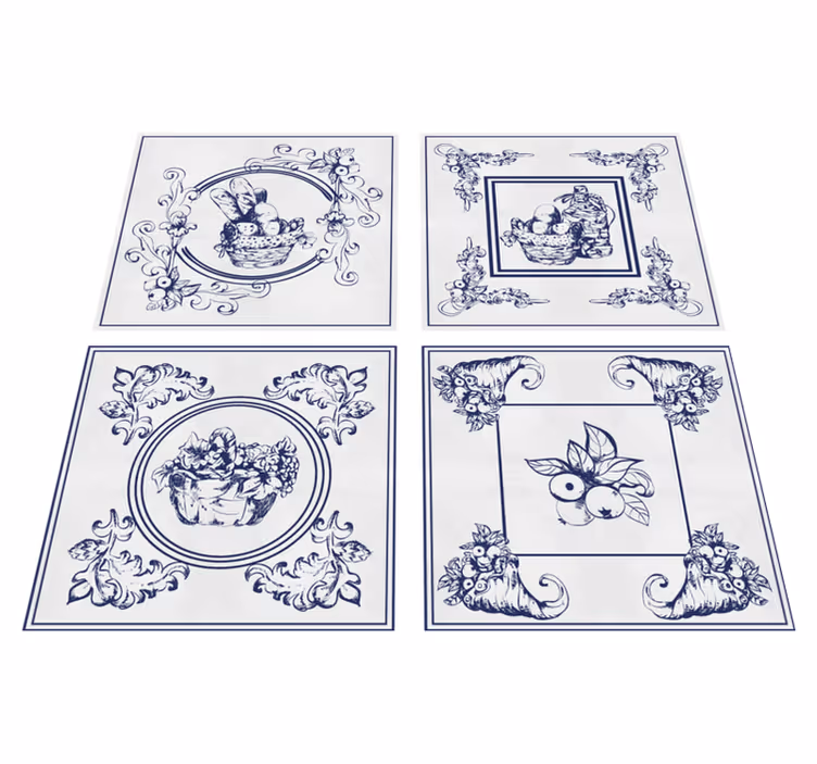 Kitchen vinyl rug with belgian ceramics design - TenStickers