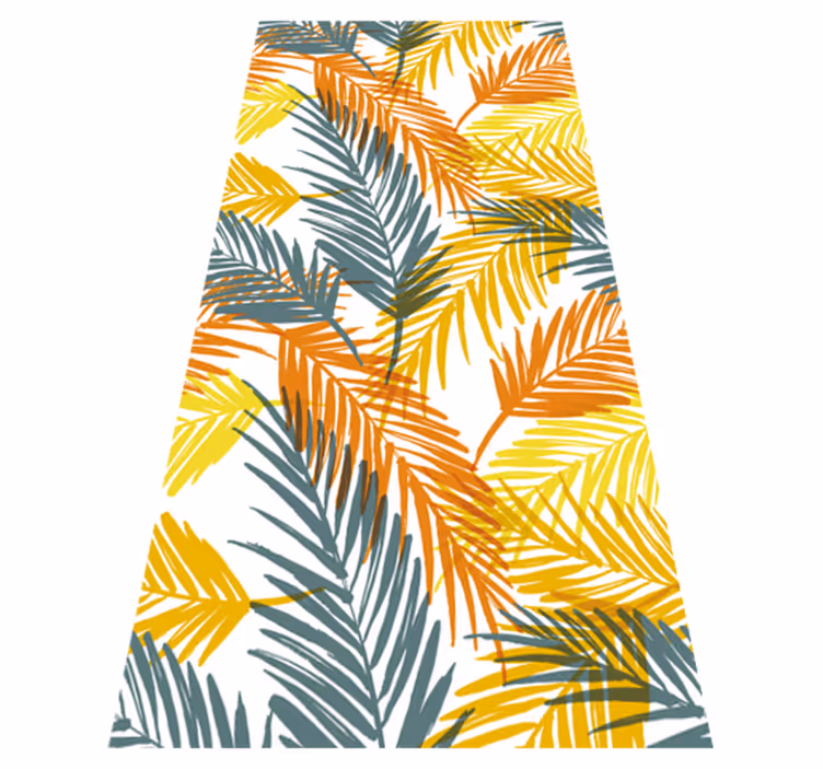 Kitchen vinyl rug with hand-drawn tropical palm leaves - TenStickers