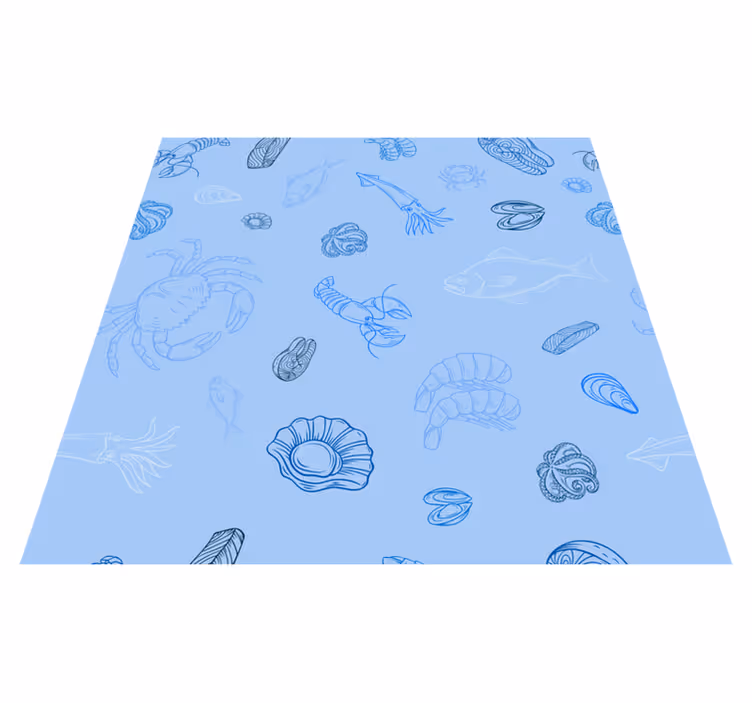 Kitchen vinyl rug with seafood pattern - TenStickers