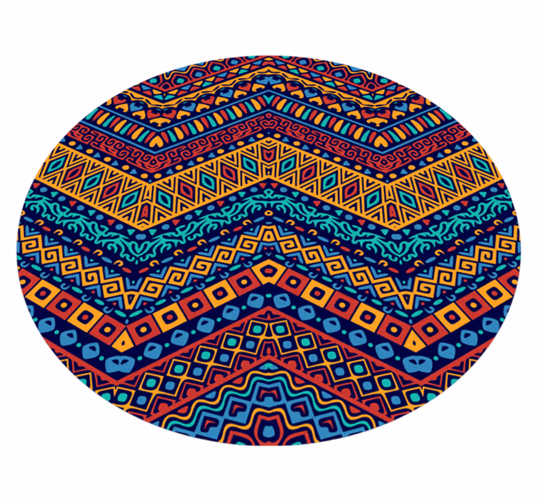 Rounded pattern ethnic vinyl rug - TenStickers