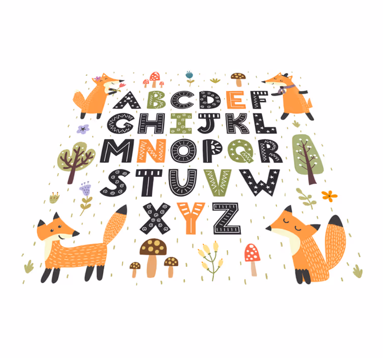 Alphabetical Forest Animals bedroom vinyl rug - TenStickers