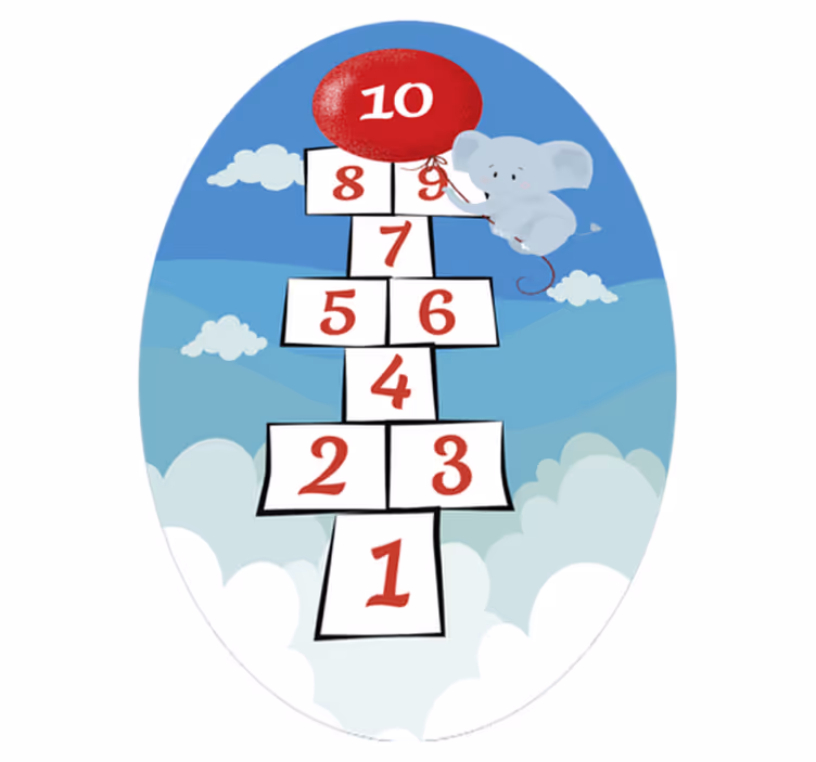Elephant hopscotch game vinyl rug - TenStickers