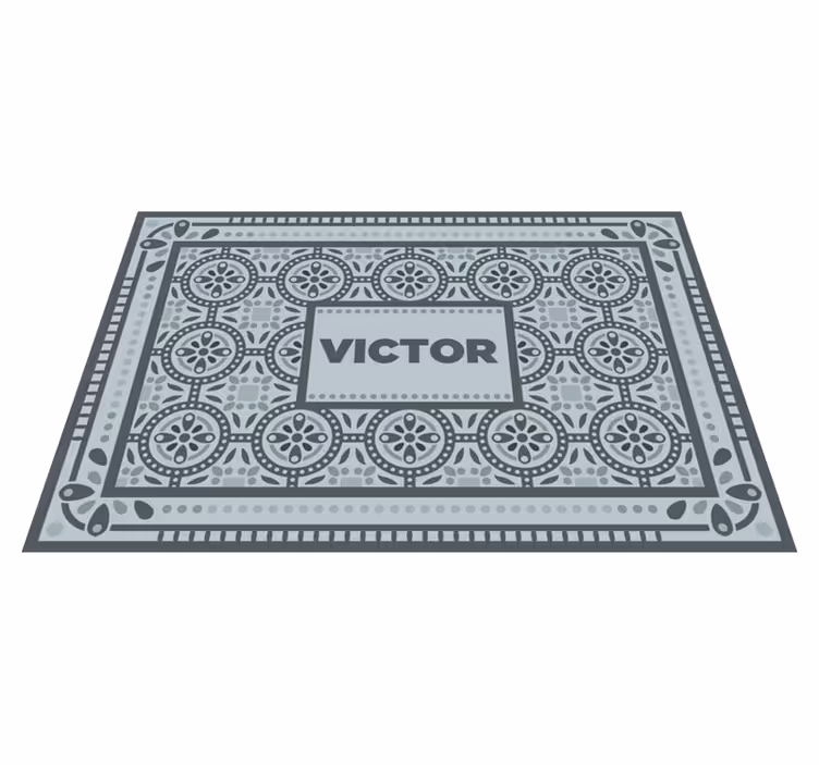 Grey cement vinyl rug with name - TenStickers