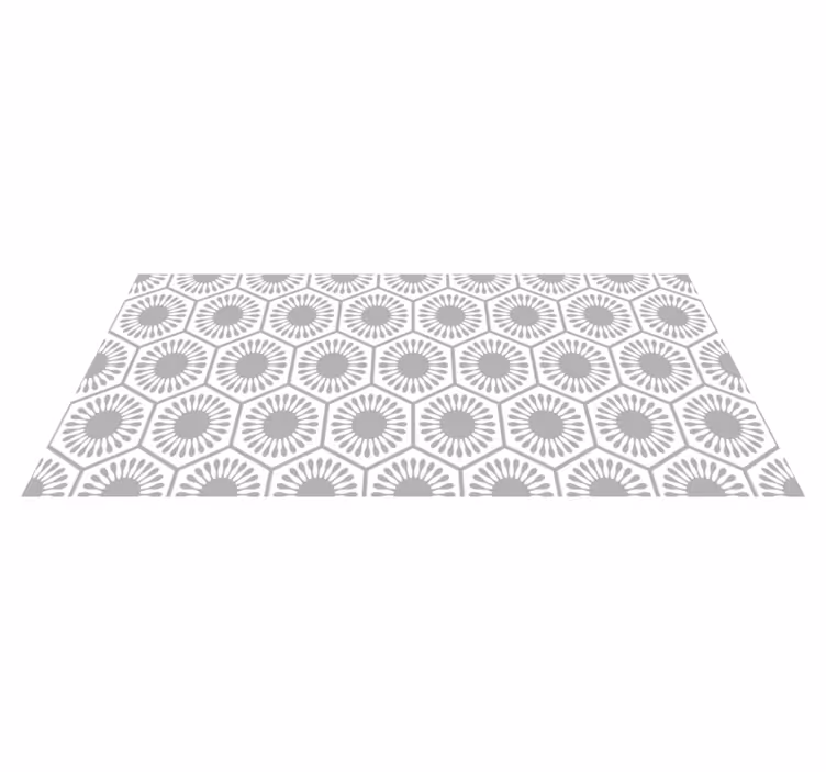 Grey and white flowers vinyl rug - TenStickers