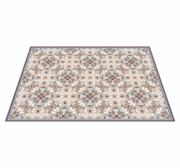 Beige white mosaic vinyl rug tile carpet - TenStickers