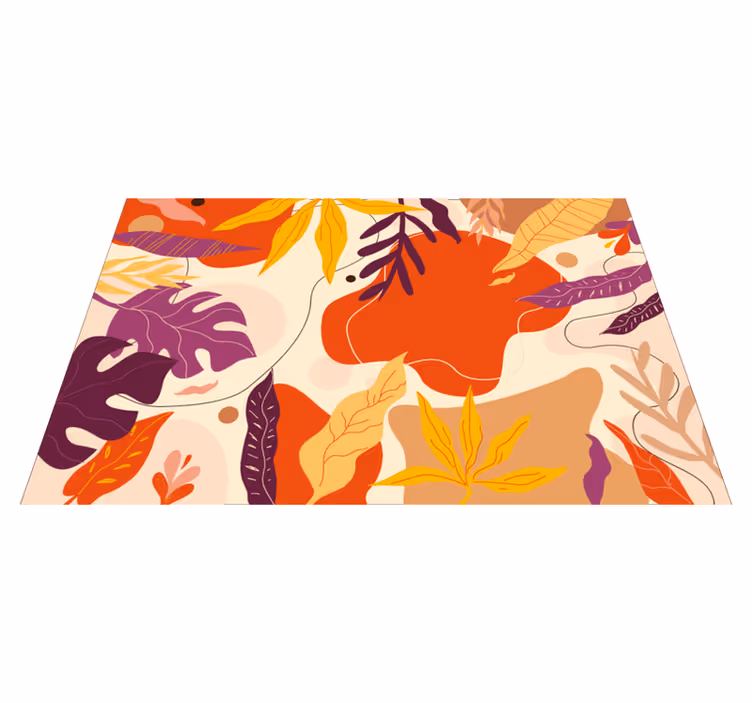 colourful leaves vinyl rug nature rug - TenStickers