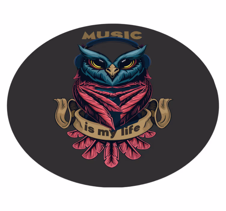 Owl Music Emblem teen vinyl rug - TenStickers