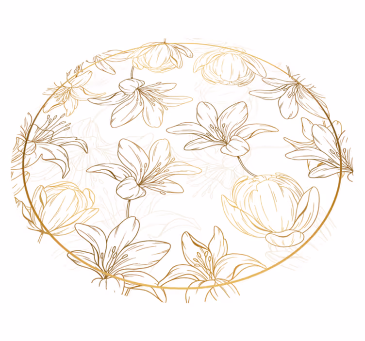 golden flowers floral rug - TenStickers