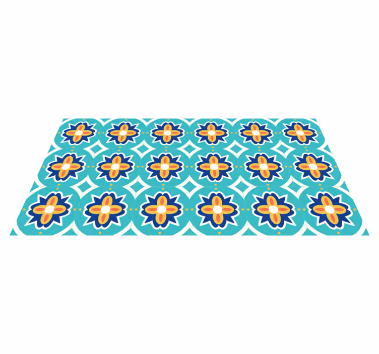 Floral Mosaic Pattern tile vinyl rug - TenStickers